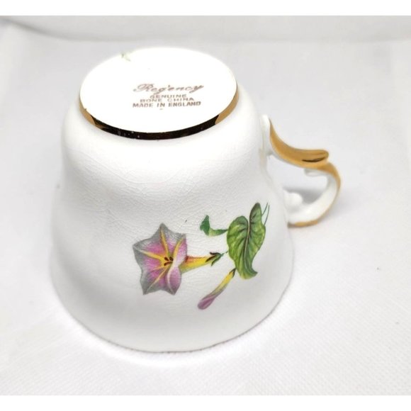 Regency Genuine Bone China Gold Trim Teacup: Rare Collectible Floral Design - Picture 7 of 14